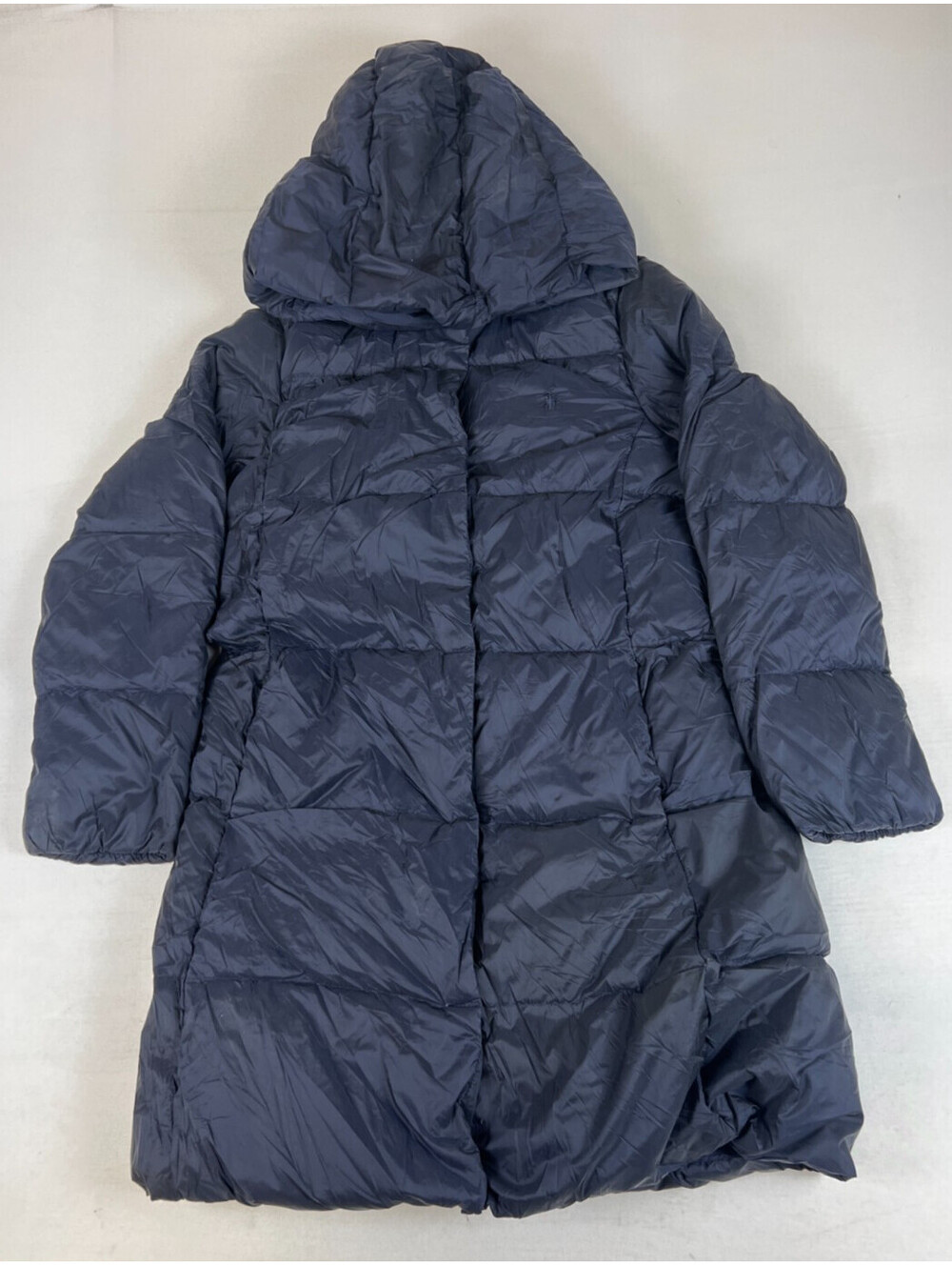Polo Ralph Lauren Girls Kids Puffer Jacket M (8-10) Navy Blue Hooded Coat